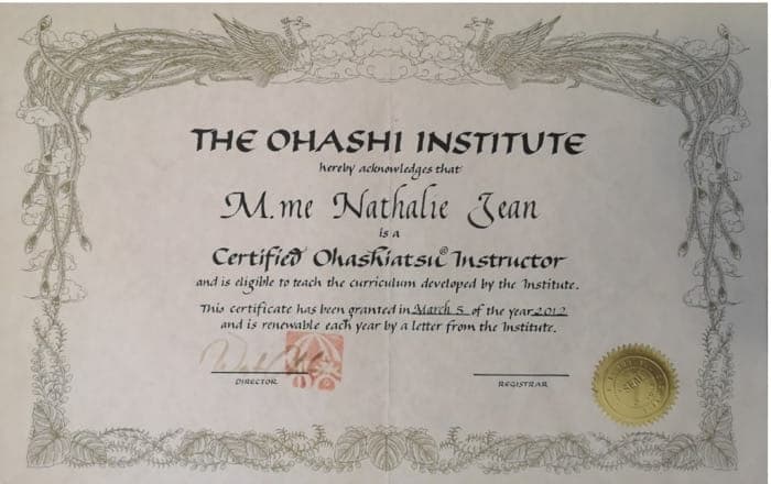 Instructeur Certifié Ohashiatsu® - Diplôme 1