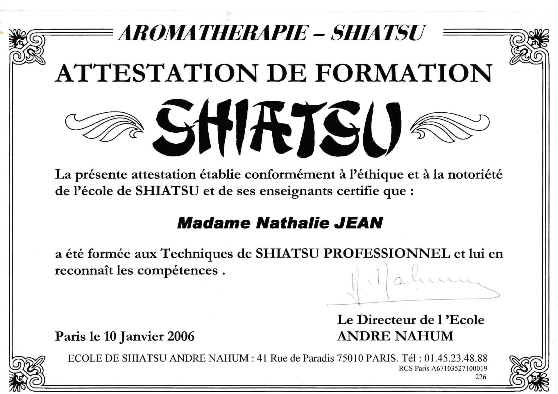 Shiatsu Professionnel - Diplôme 1